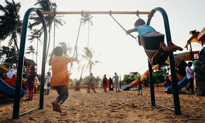children are playing outside